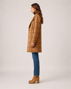 Women's Checked Coat Long Tailored Button Front Style