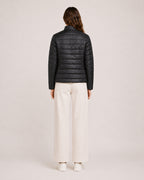 Women's Quilted Puffer Jacket with Stand Collar and Fitted Shape