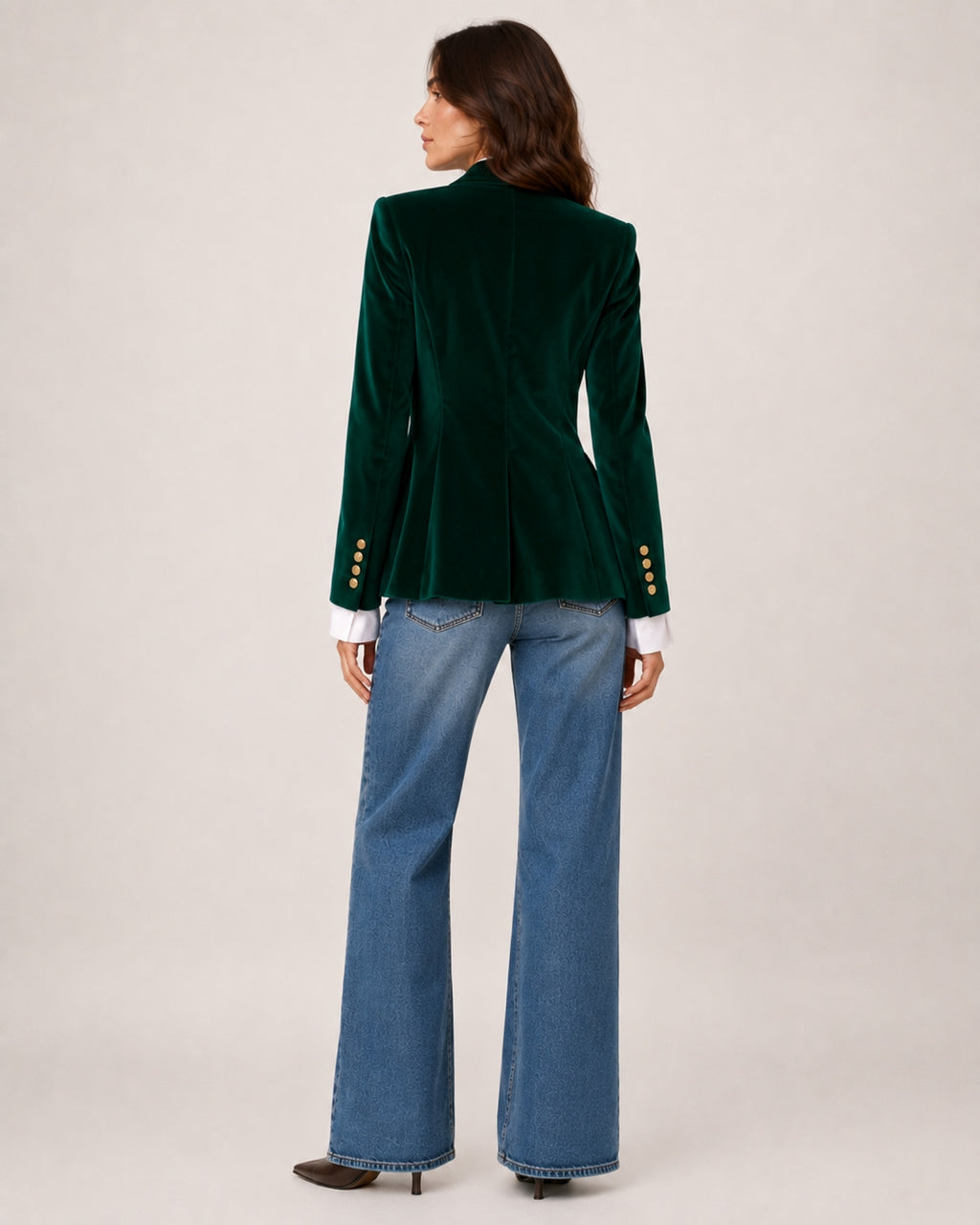 Women's Velvet Blazer Tailored Single Breasted Style