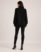 Women's Chunky Knit Roll Neck Jumper with Side Splits