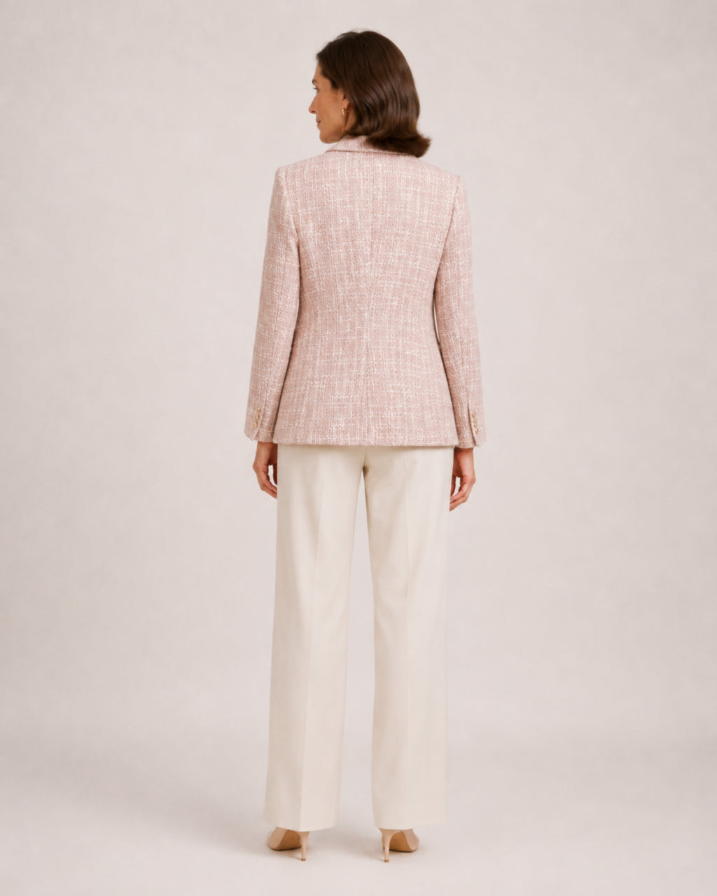 Women's Tweed Blazer Double Breasted Tailored Jacket