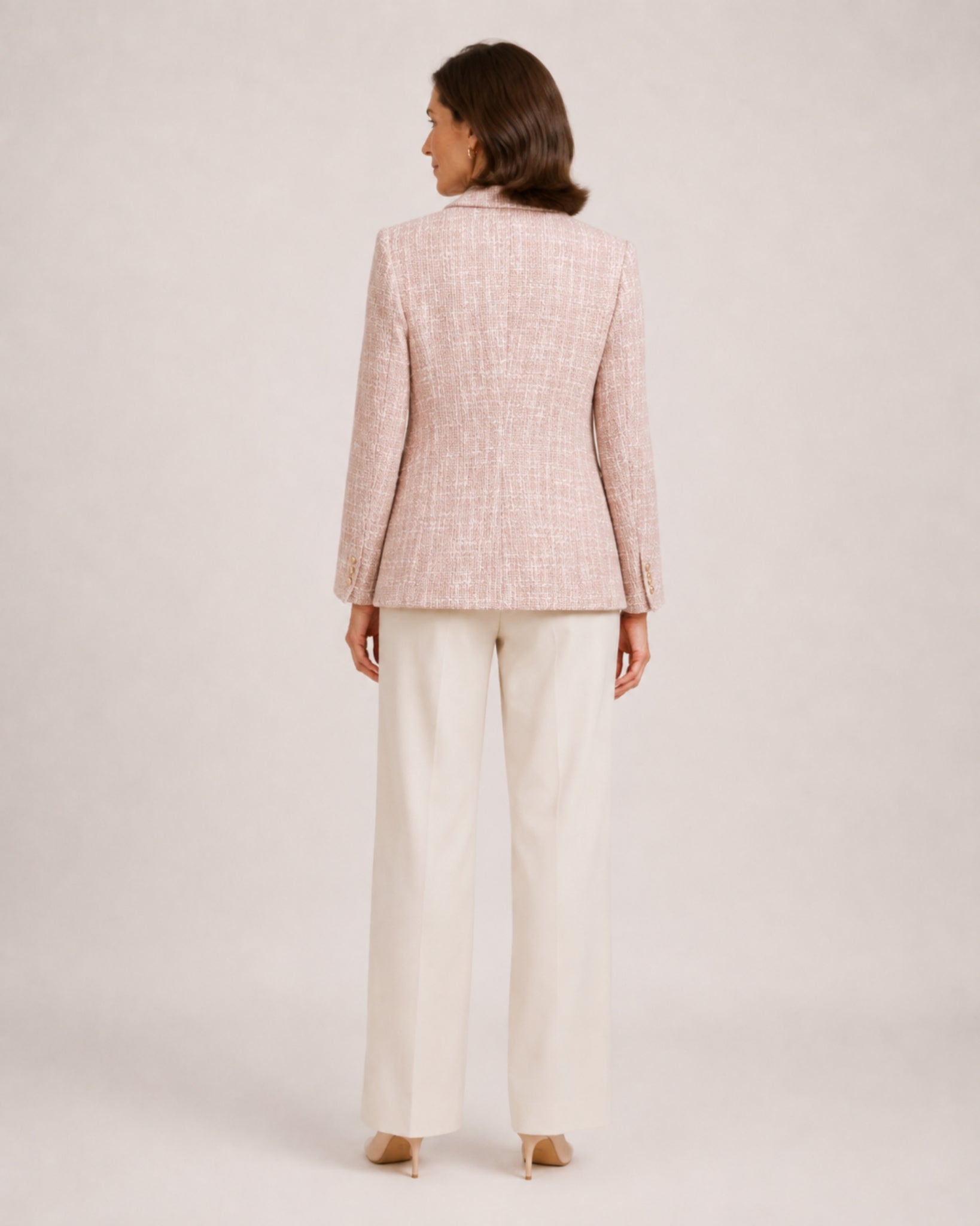 Women's Tweed Blazer Double Breasted Tailored Jacket