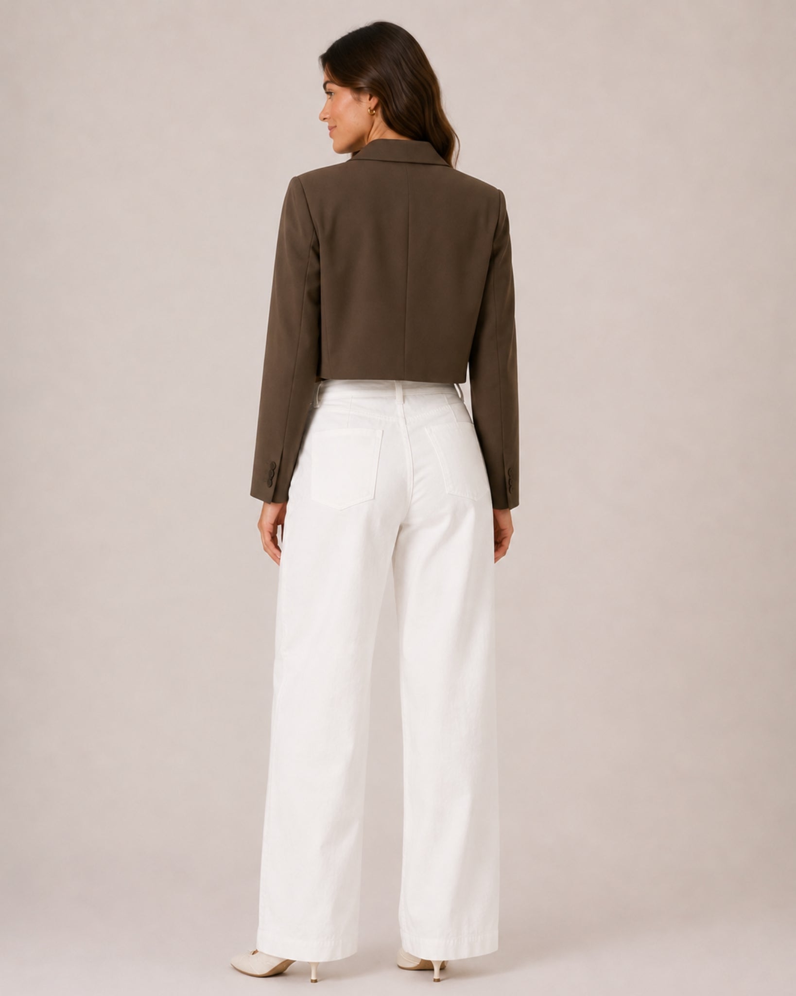 Women's Cropped Blazer with Notched Lapel