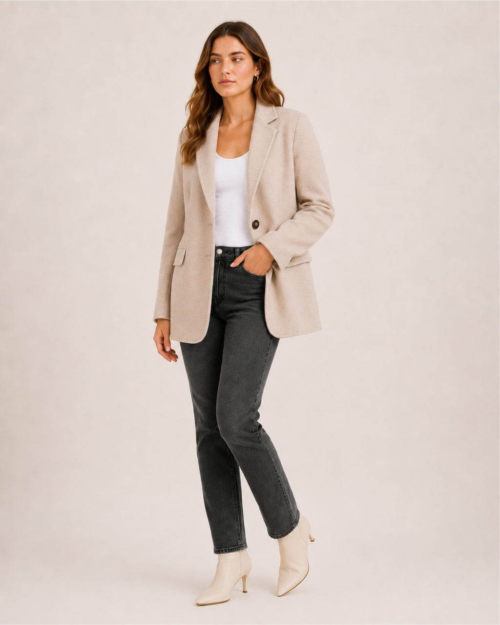 Women's Casual Blazer with Single Button