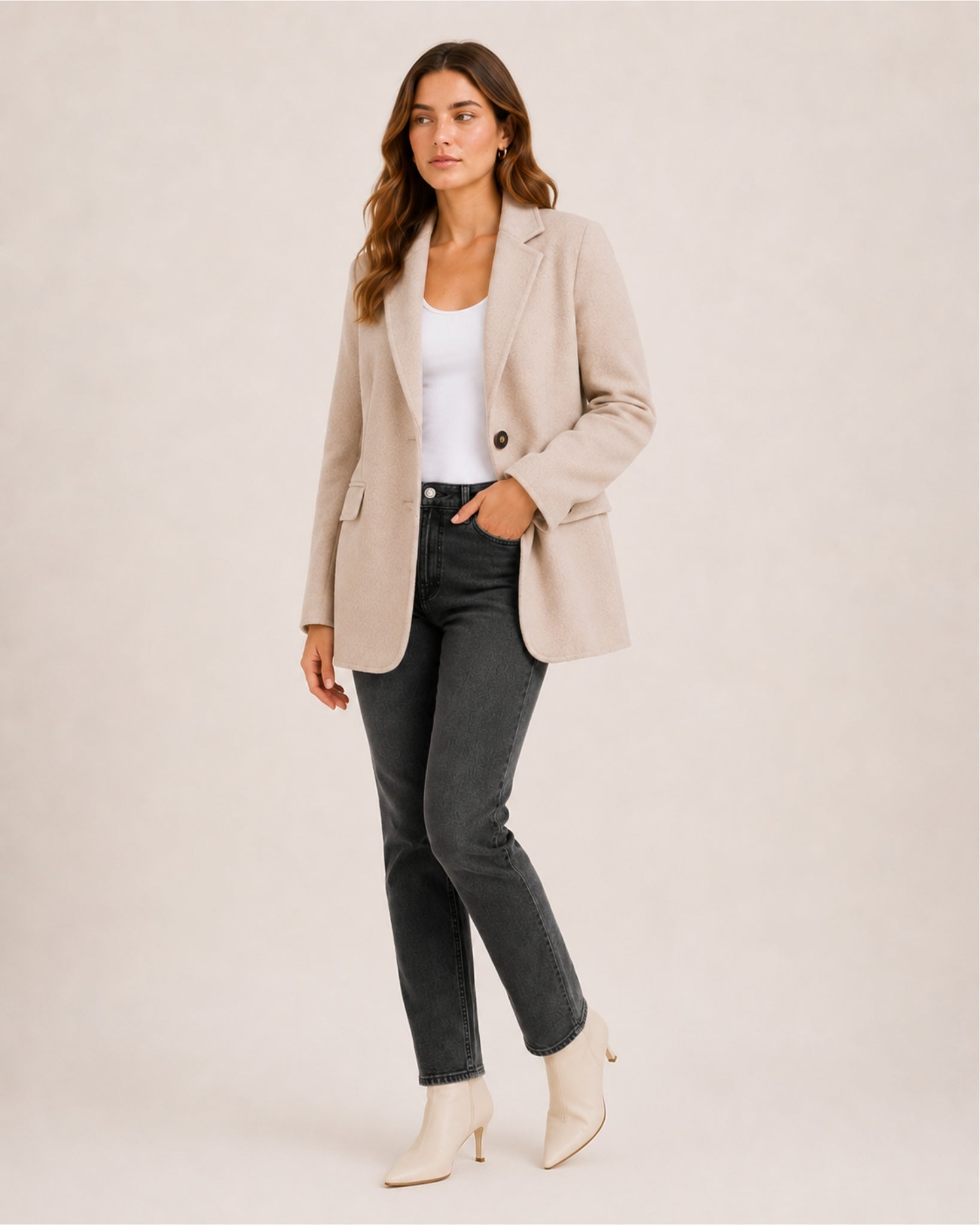 Women's Casual Blazer with Single Button