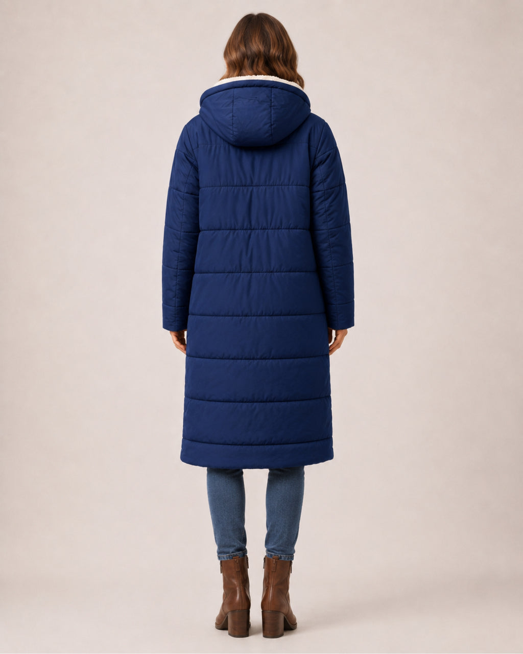 Women's Long Puffer Coat – Hooded Quilted Padded Jacket