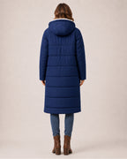Women's Long Puffer Coat – Hooded Quilted Padded Jacket