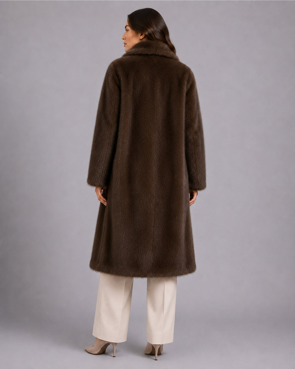 Women's Brown Faux Fur Coat – Long Fur Coat