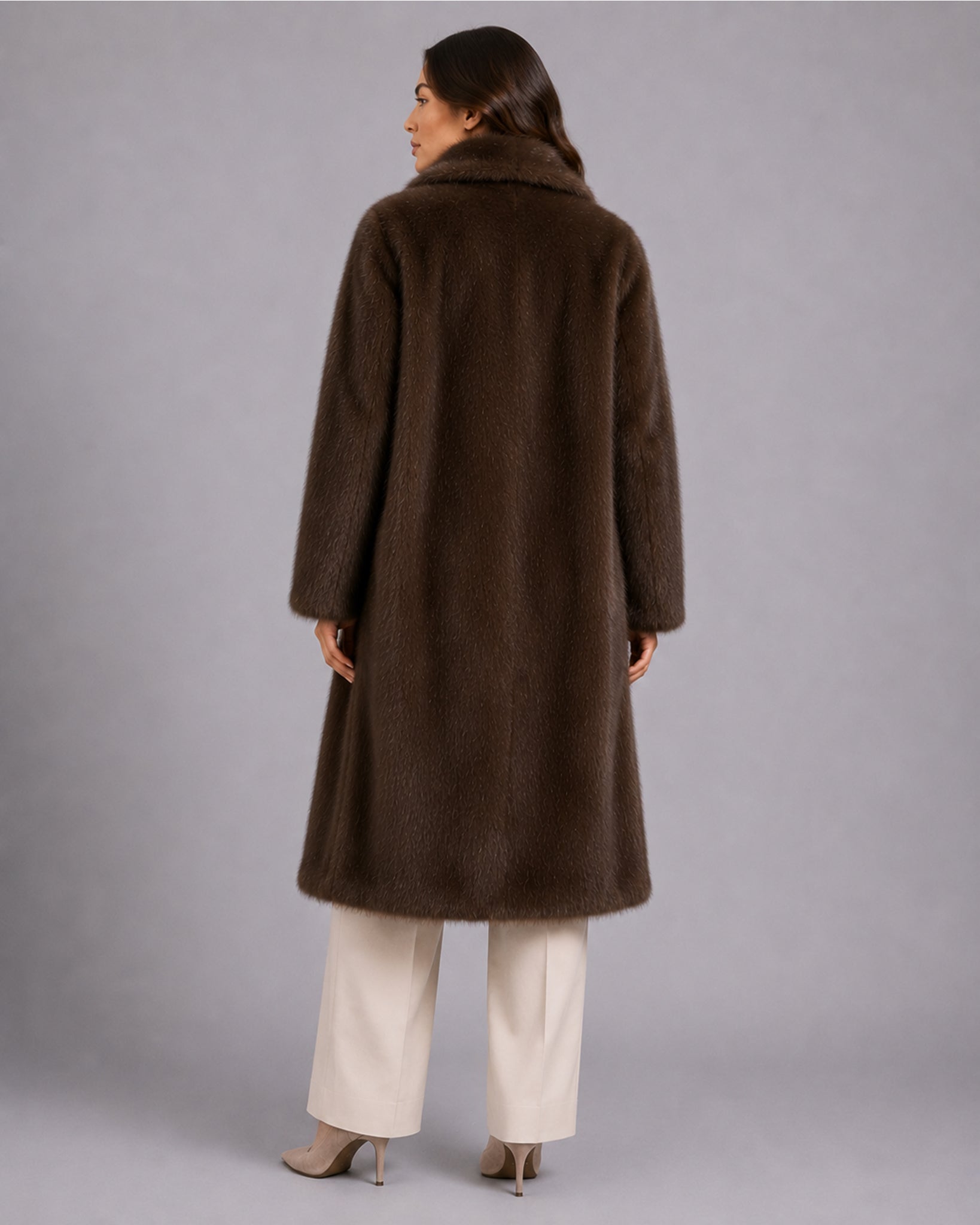 Women's Brown Faux Fur Coat – Long Fur Coat
