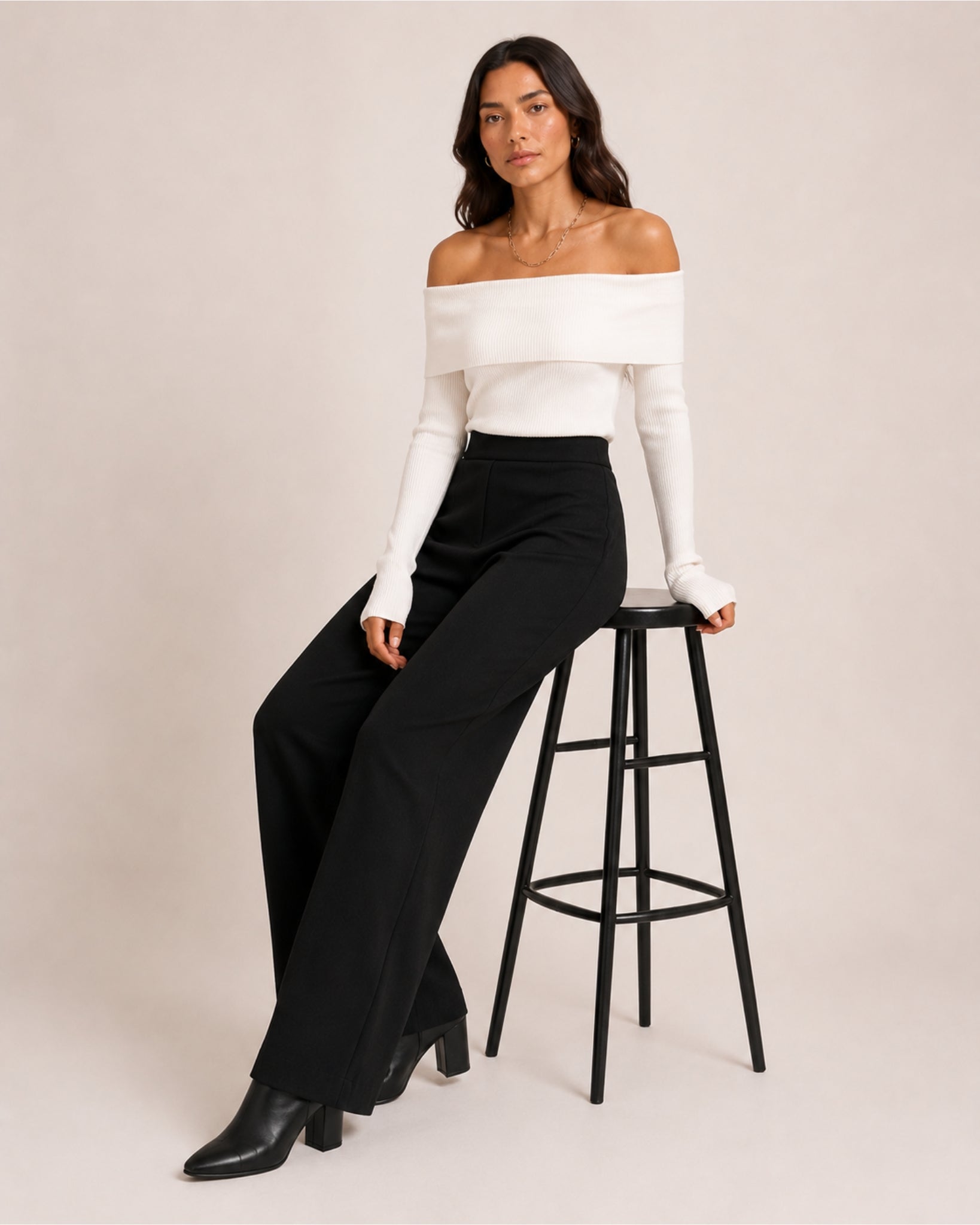 Women's Off Shoulder Knitted Jumper – Bardot Long Sleeve Jumper