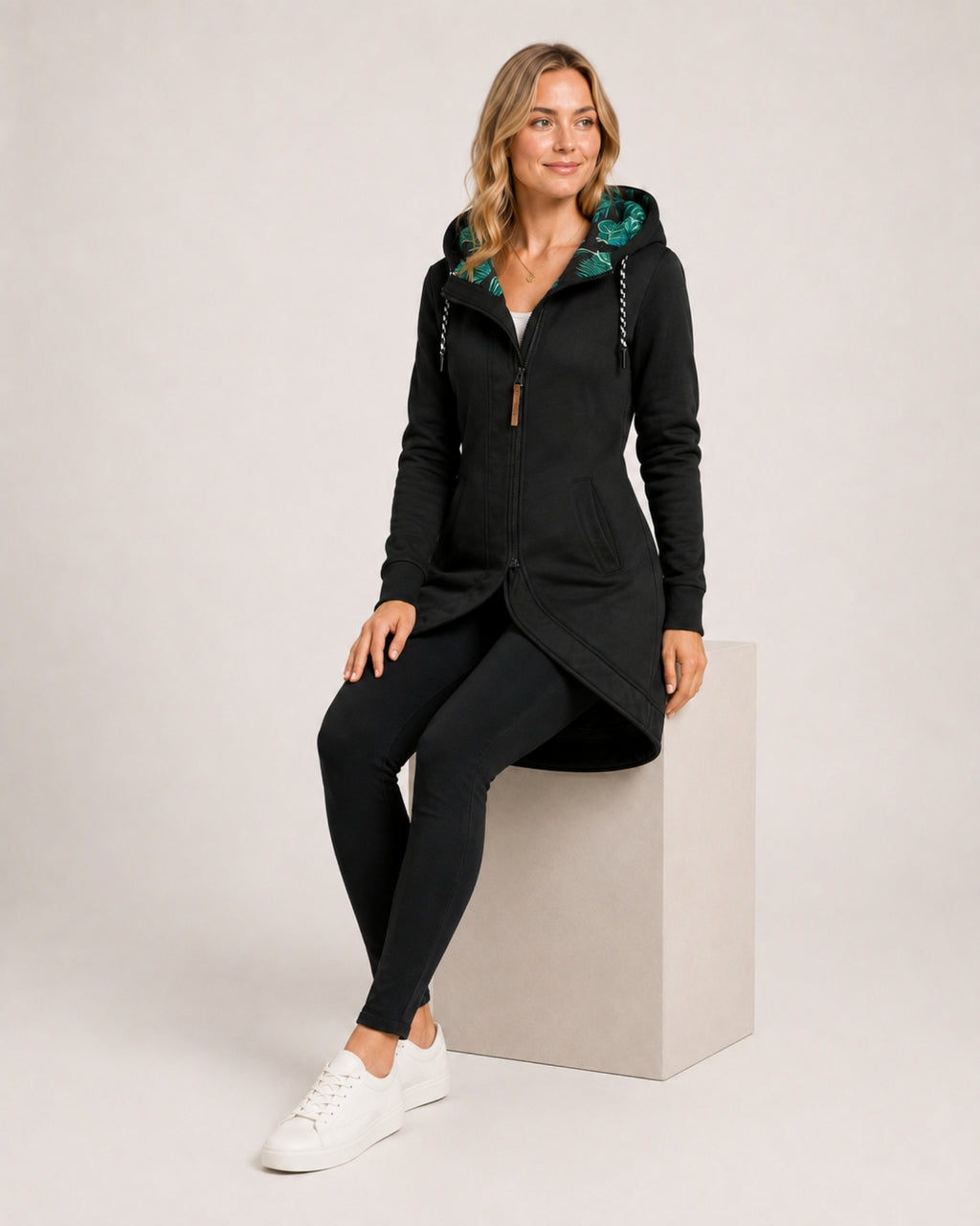Women's Waterproof Coat Long Hooded Zip Front Style