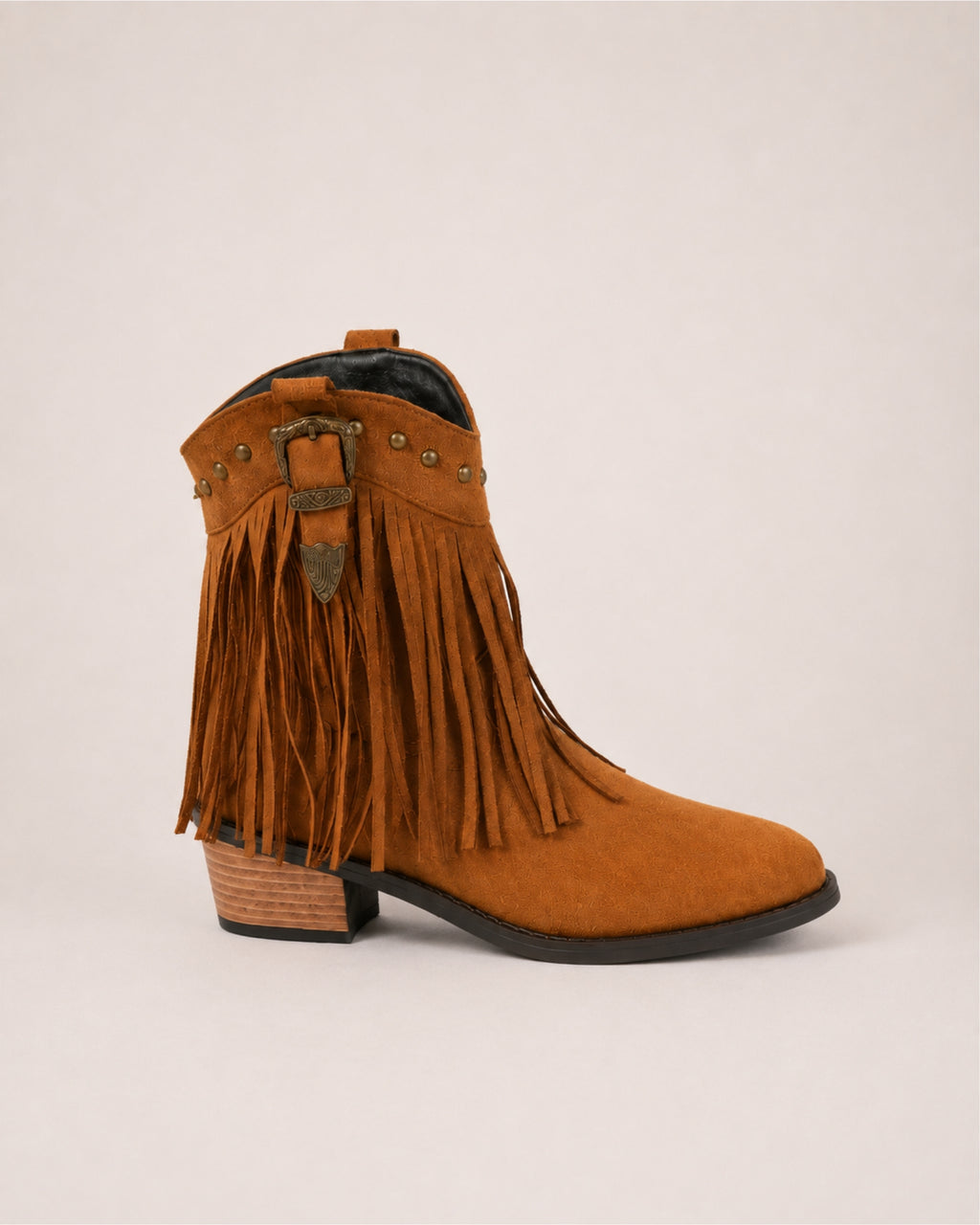 Women's Fringe Cowboy Boots Suede Ankle Style