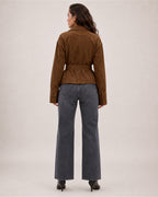 Women's Brown Suede Belted Jacket