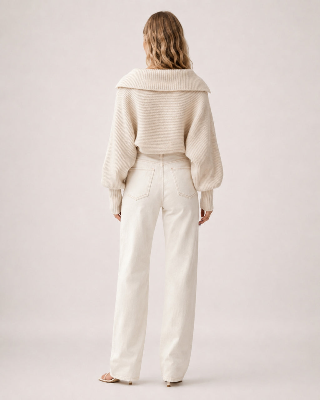Women's Cropped Jumper Half Zip Chunky Knit Style