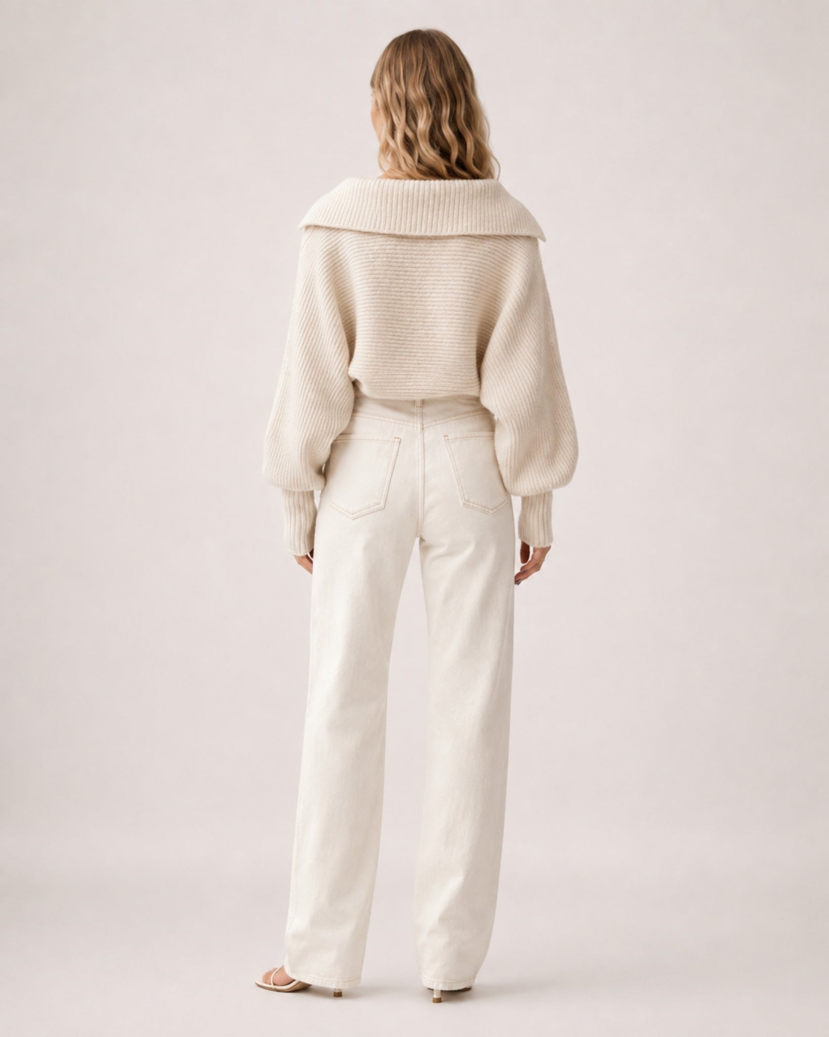 Women's Cropped Jumper Half Zip Chunky Knit Style