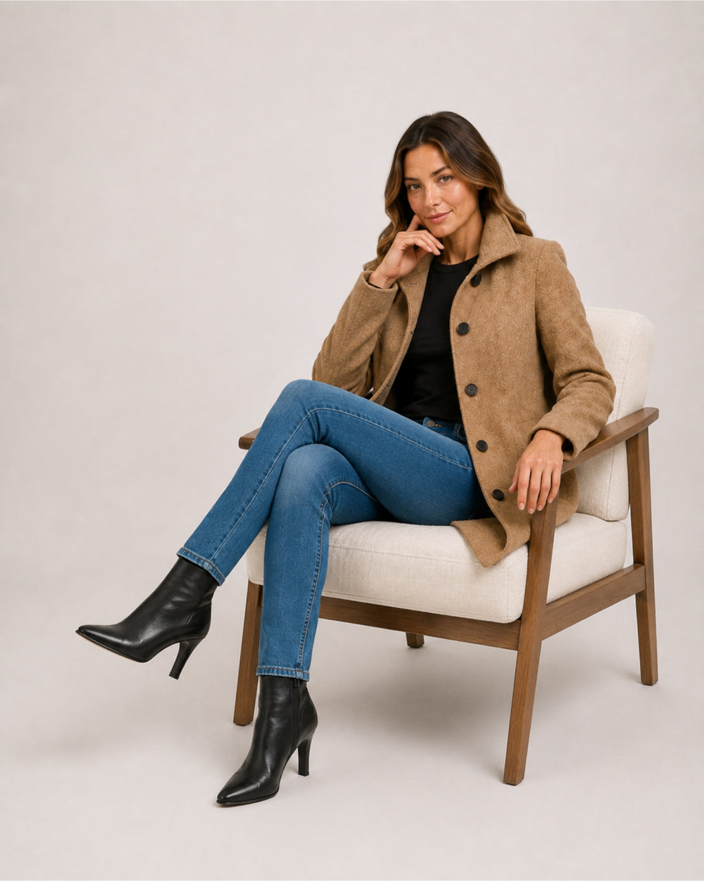 Women's Single-Breasted Mid-Length Coat with Pockets