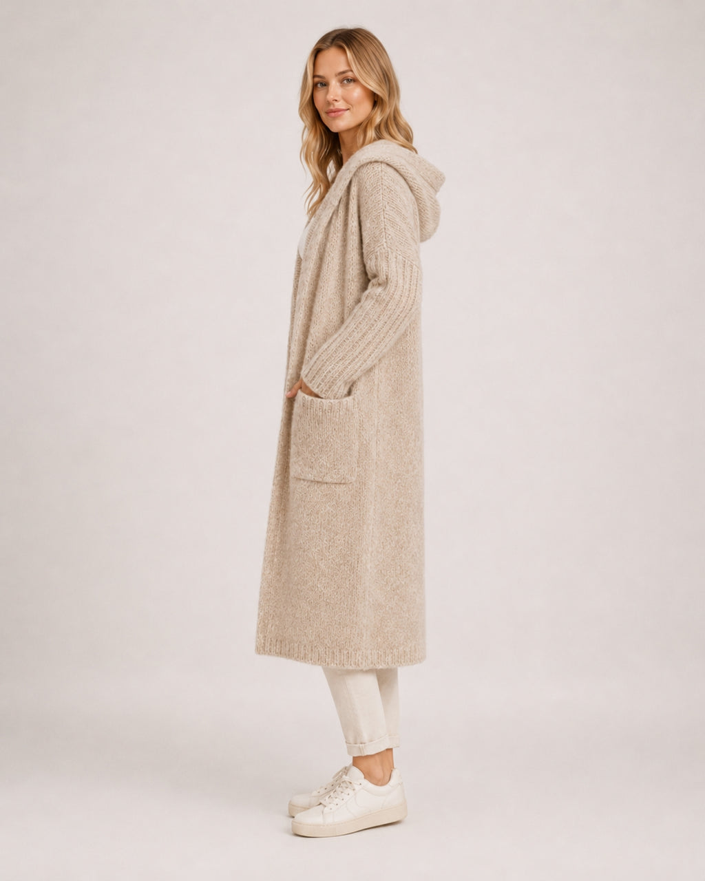 Women's Long Cardigan Hooded Oversized Knit Style