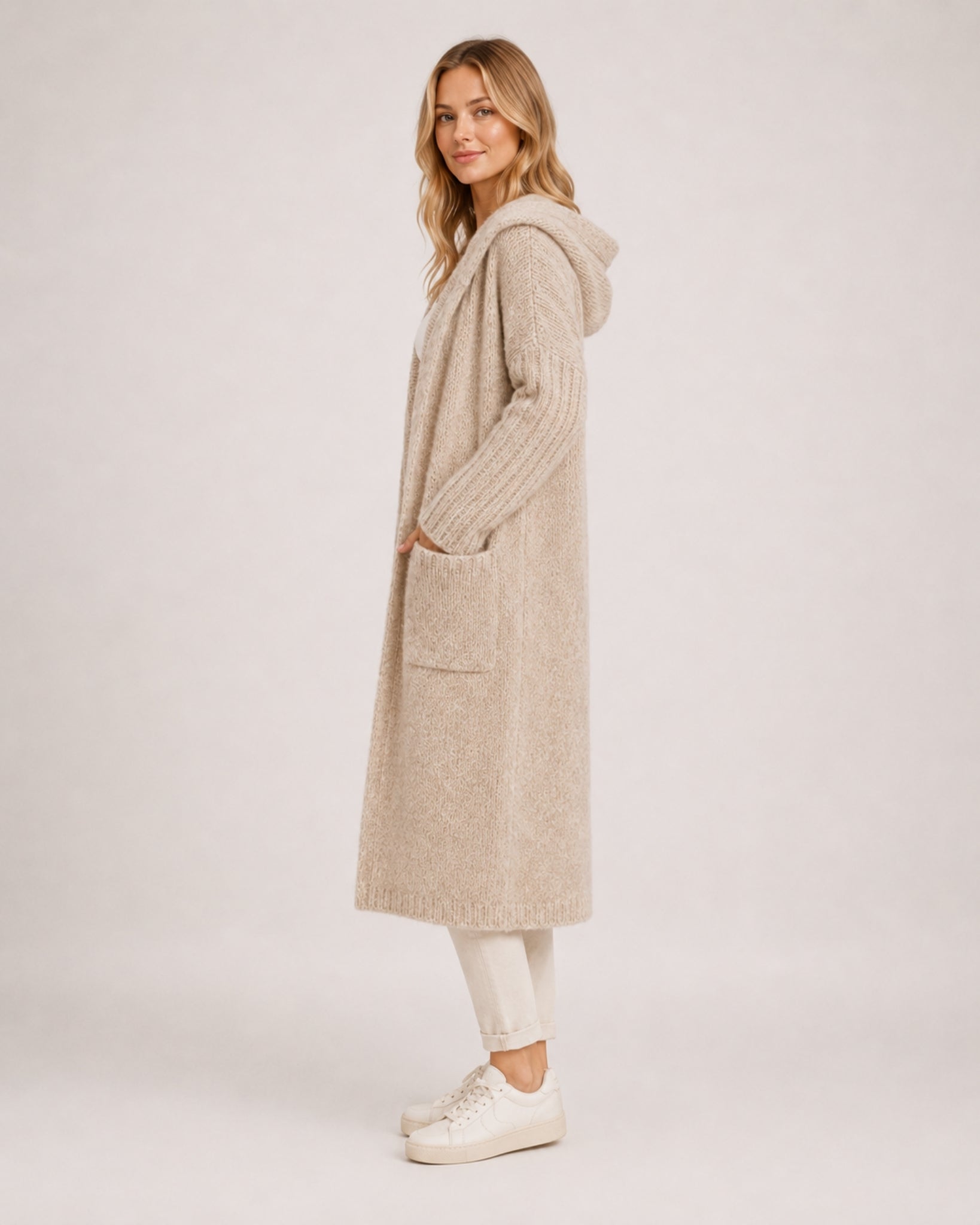 Women's Long Cardigan Hooded Oversized Knit Style