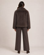 Women's Brown Faux Fur Jacket – Cropped Fur Jacket