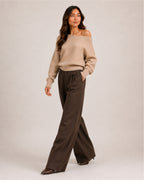 Women's Off Shoulder Knitted Jumper – Relaxed Asymmetric Knit