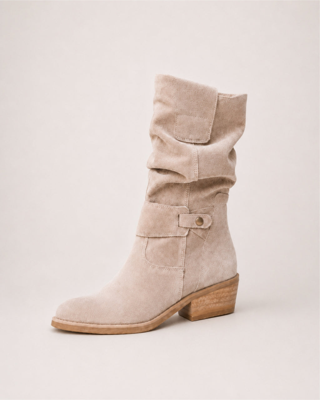 Women's Suede Slouch Boots Ankle Length Buckle Style