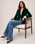Women's Velvet Blazer Tailored Single Breasted Style