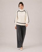 Women's Oversized Turtleneck Jumper with Contrast Trim