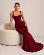 Women's Corset Bodycon Maxi Dress with Square Neck