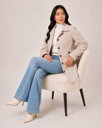 Women's Mid-Length Trench Coat – Tailored Button-Front Lightweight Coat
