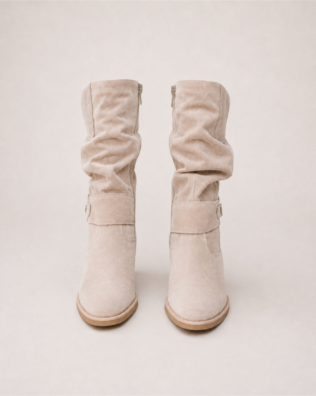 Women's Suede Slouch Boots Ankle Length Buckle Style