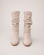 Women's Suede Slouch Boots Ankle Length Buckle Style