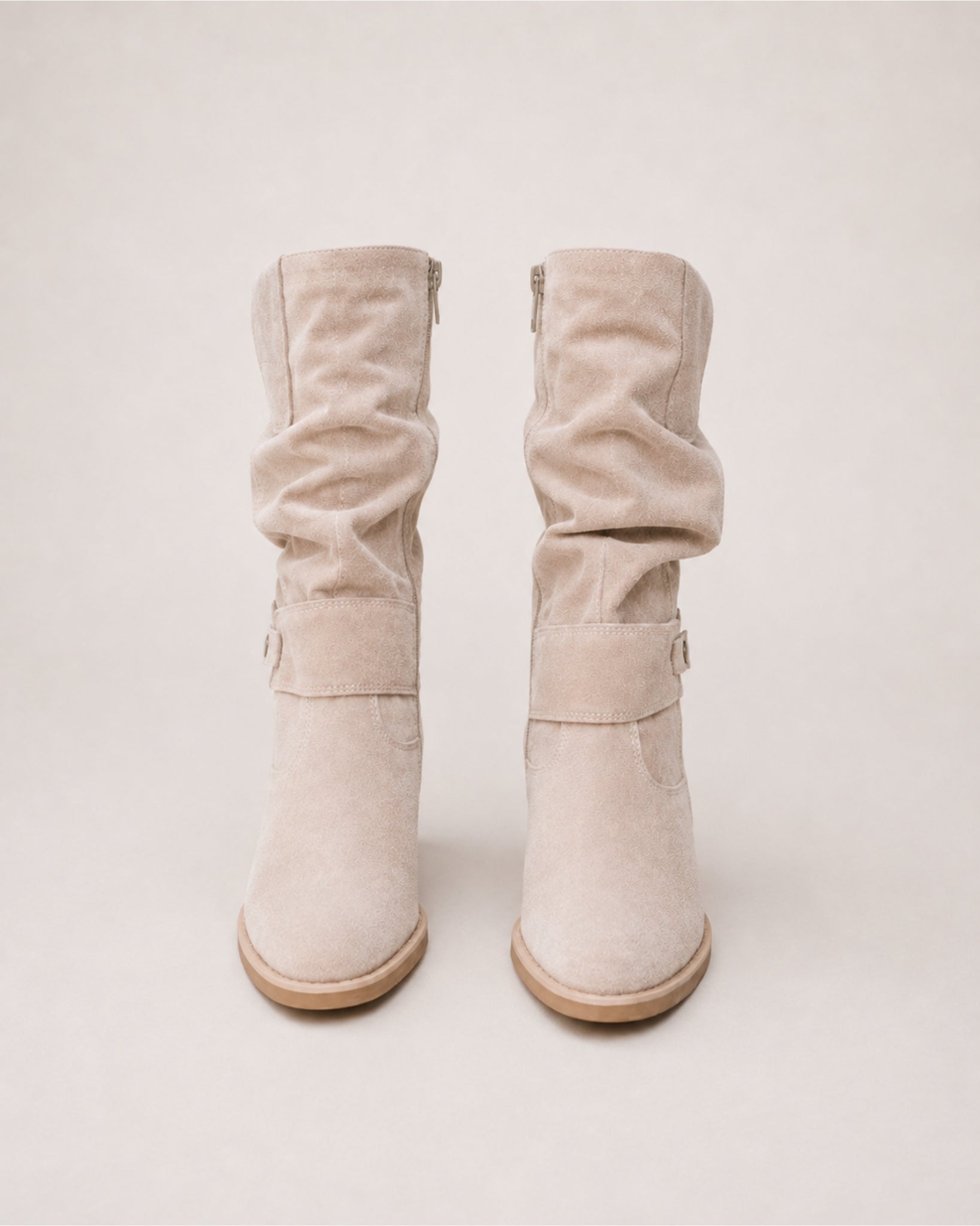 Women's Suede Slouch Boots Ankle Length Buckle Style