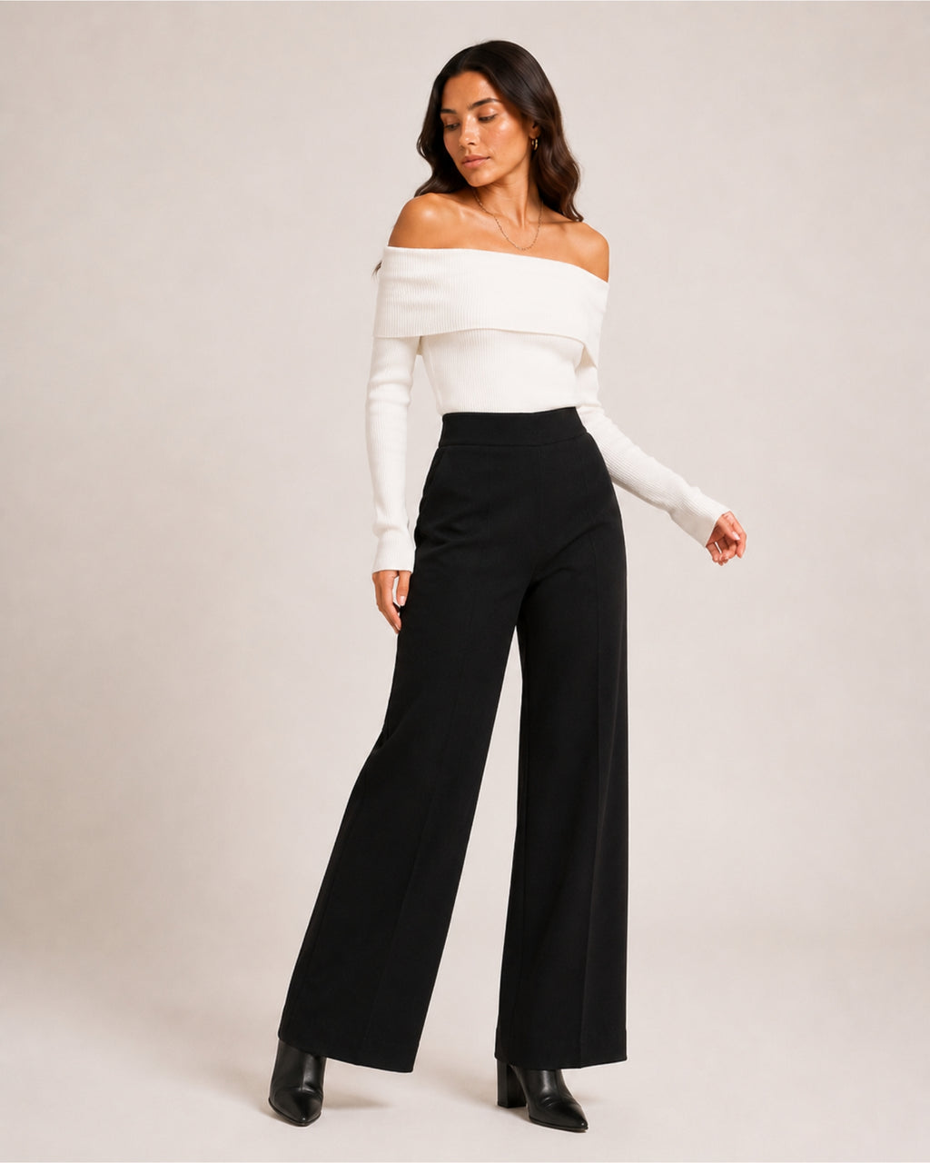 Women's Off Shoulder Knitted Jumper – Bardot Long Sleeve Jumper