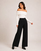 Women's Off Shoulder Knitted Jumper – Bardot Long Sleeve Jumper