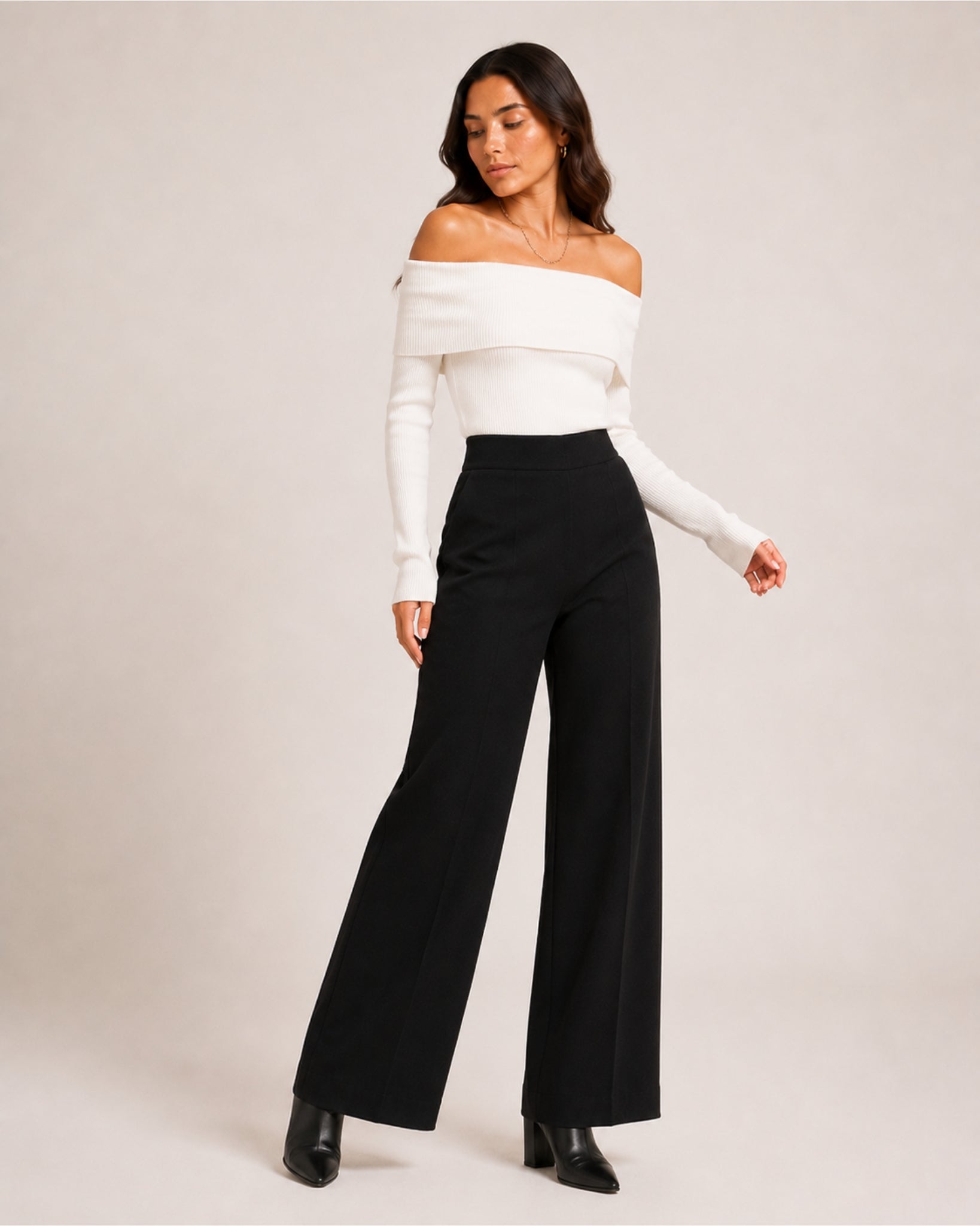 Women's Off Shoulder Knitted Jumper – Bardot Long Sleeve Jumper