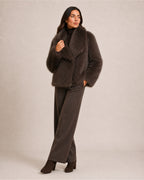 Women's Brown Faux Fur Jacket – Cropped Fur Jacket