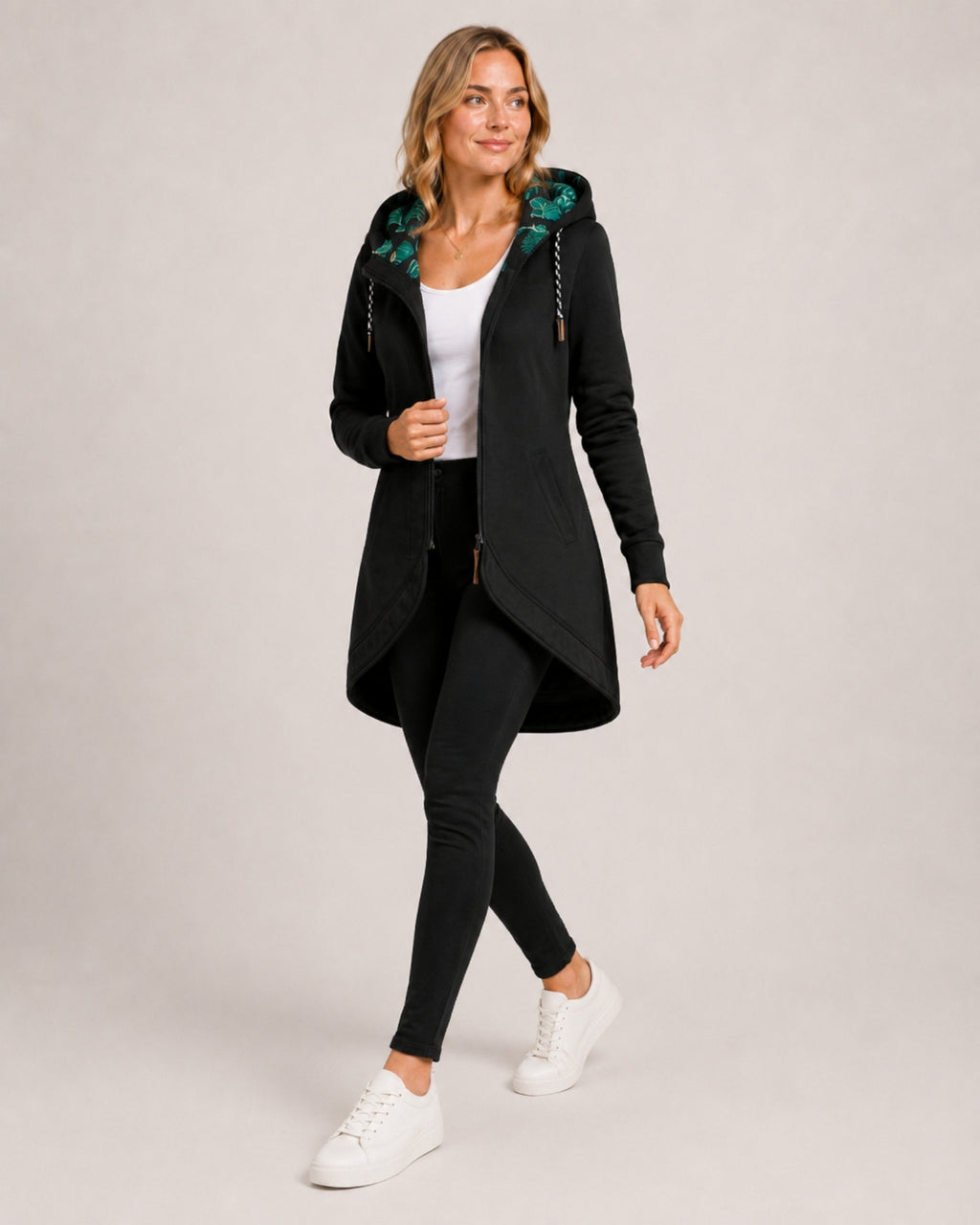 Women's Waterproof Coat Long Hooded Zip Front Style