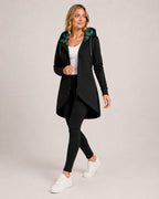 Women's Waterproof Coat Long Hooded Zip Front Style