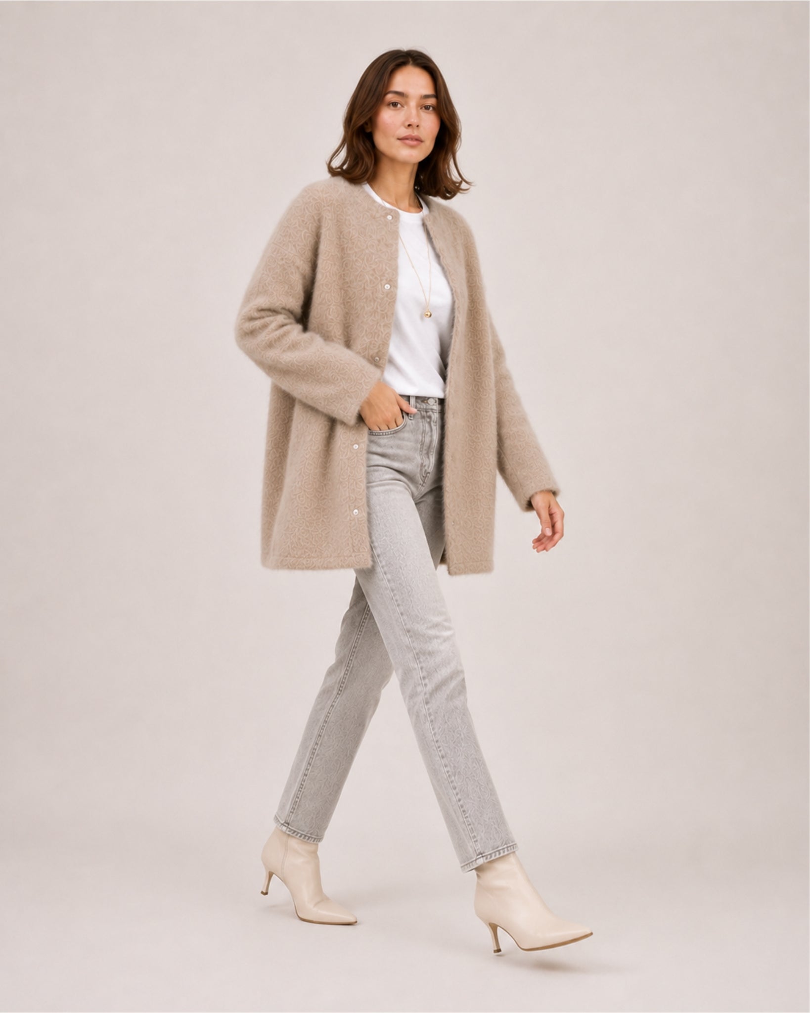 Women's Long Cardigan with Button Front