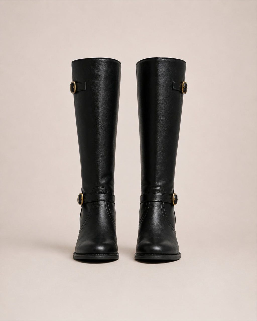 Women's Knee High Riding Boots with Buckle Detail