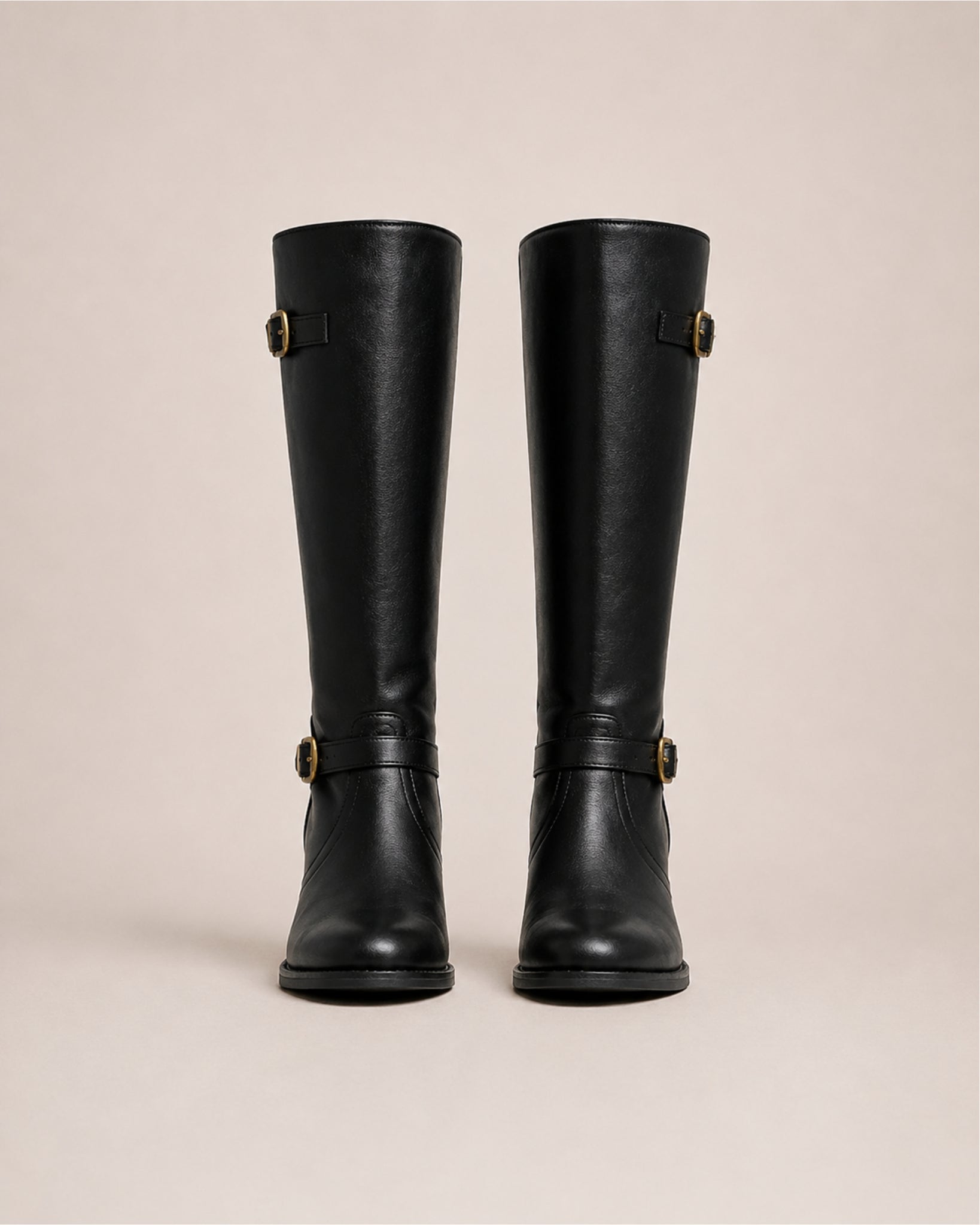 Women's Knee High Riding Boots with Buckle Detail