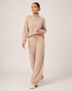 Women's Knitted Co-Ord Set with Wide Leg Trousers