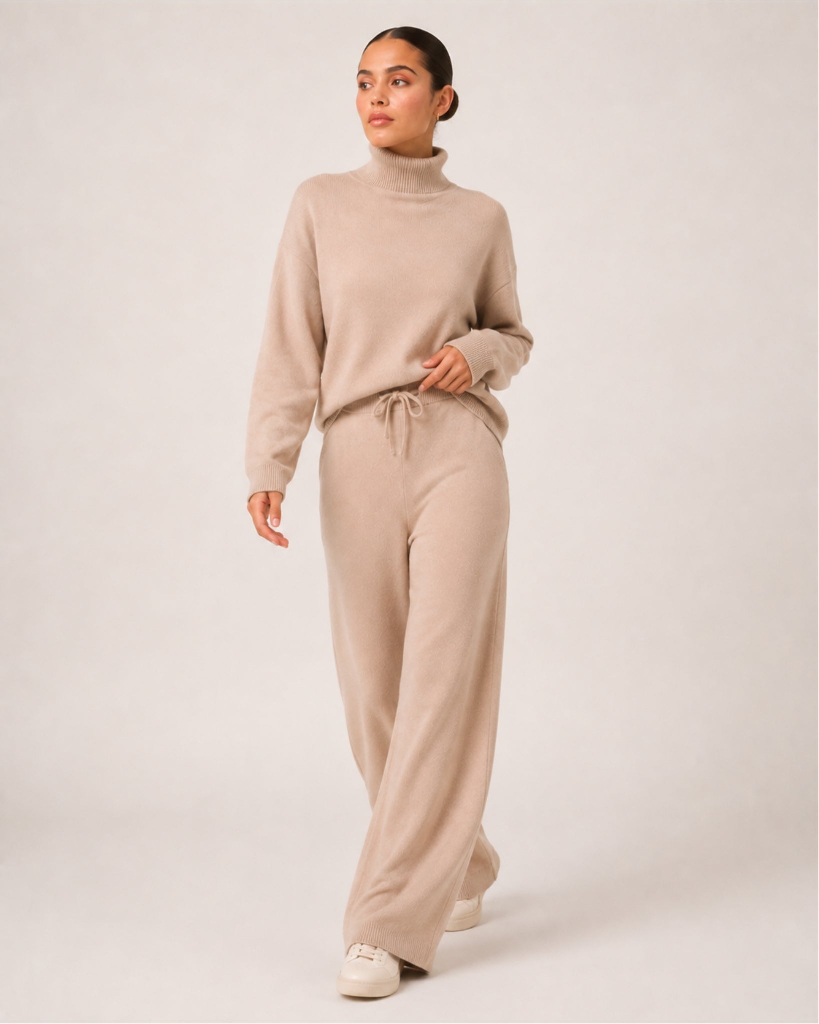Women's Knitted Co-Ord Set with Wide Leg Trousers