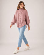 Women's Cable Knit Jumper Chunky Roll Neck Style