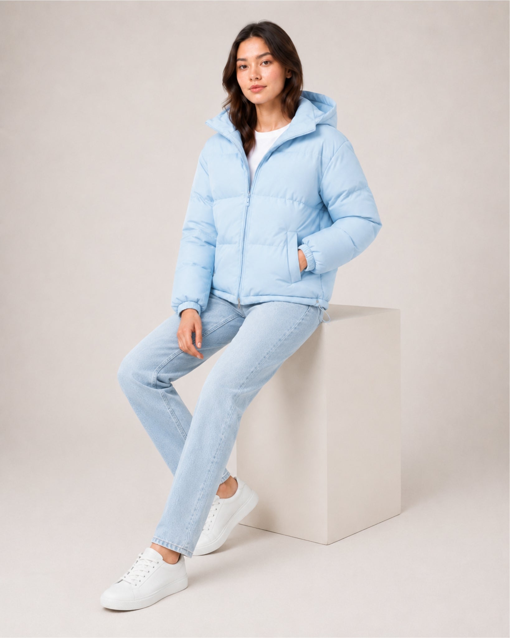 Women's Hooded Puffer Jacket – Warm Padded Zip-Up Coat