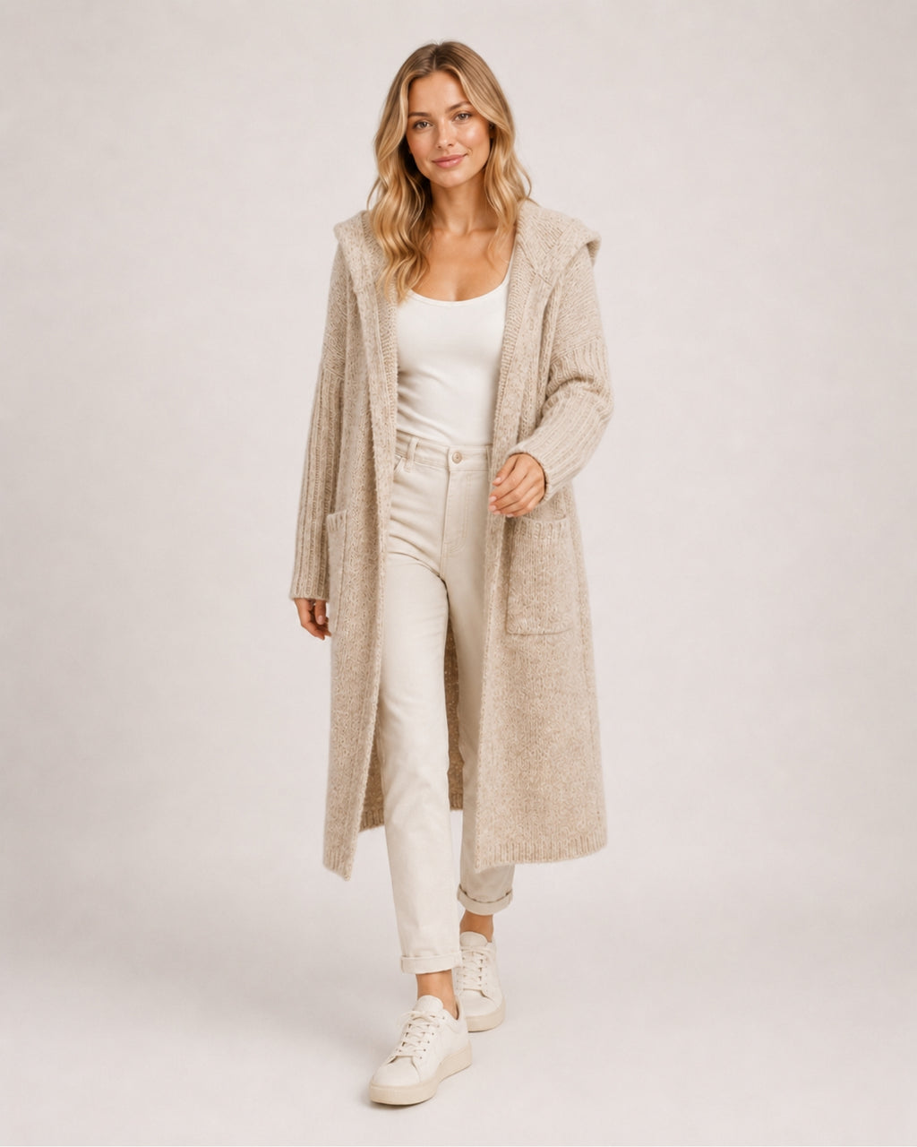 Women's Long Cardigan Hooded Oversized Knit Style