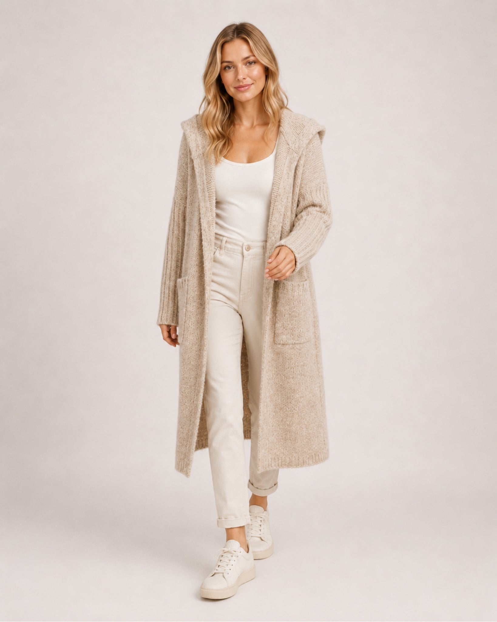 Women's Long Cardigan Hooded Oversized Knit Style