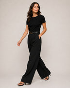 Women's High-Waisted Wide-Leg Tailored Trousers with Front Pleats