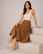 Women's Faux Suede A-Line Midi Skirt