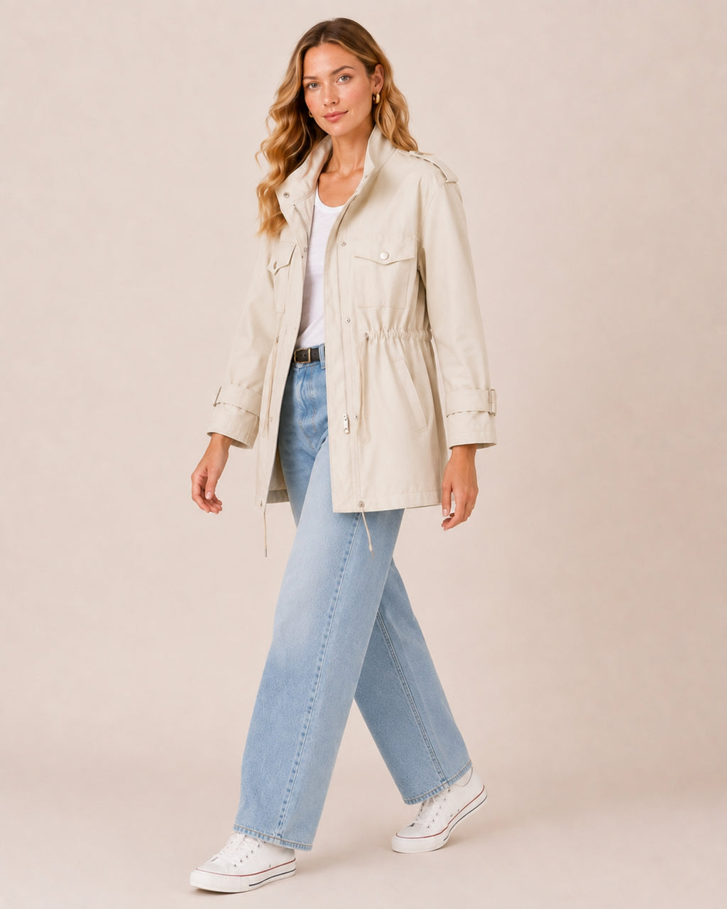 Women's Utility Jacket with Drawstring Waist